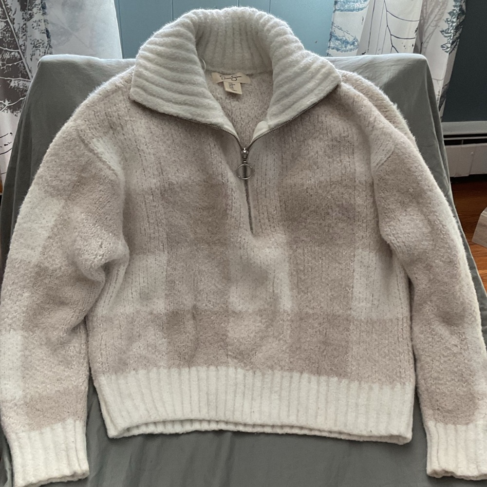 Cozy Plaid Half-Zip Sweater